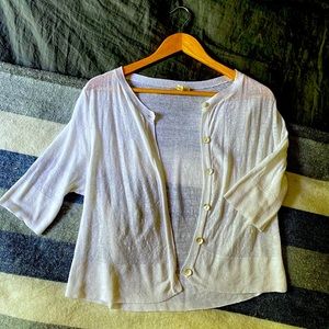 XL White Linen Blend Eileen Fisher Cardigan